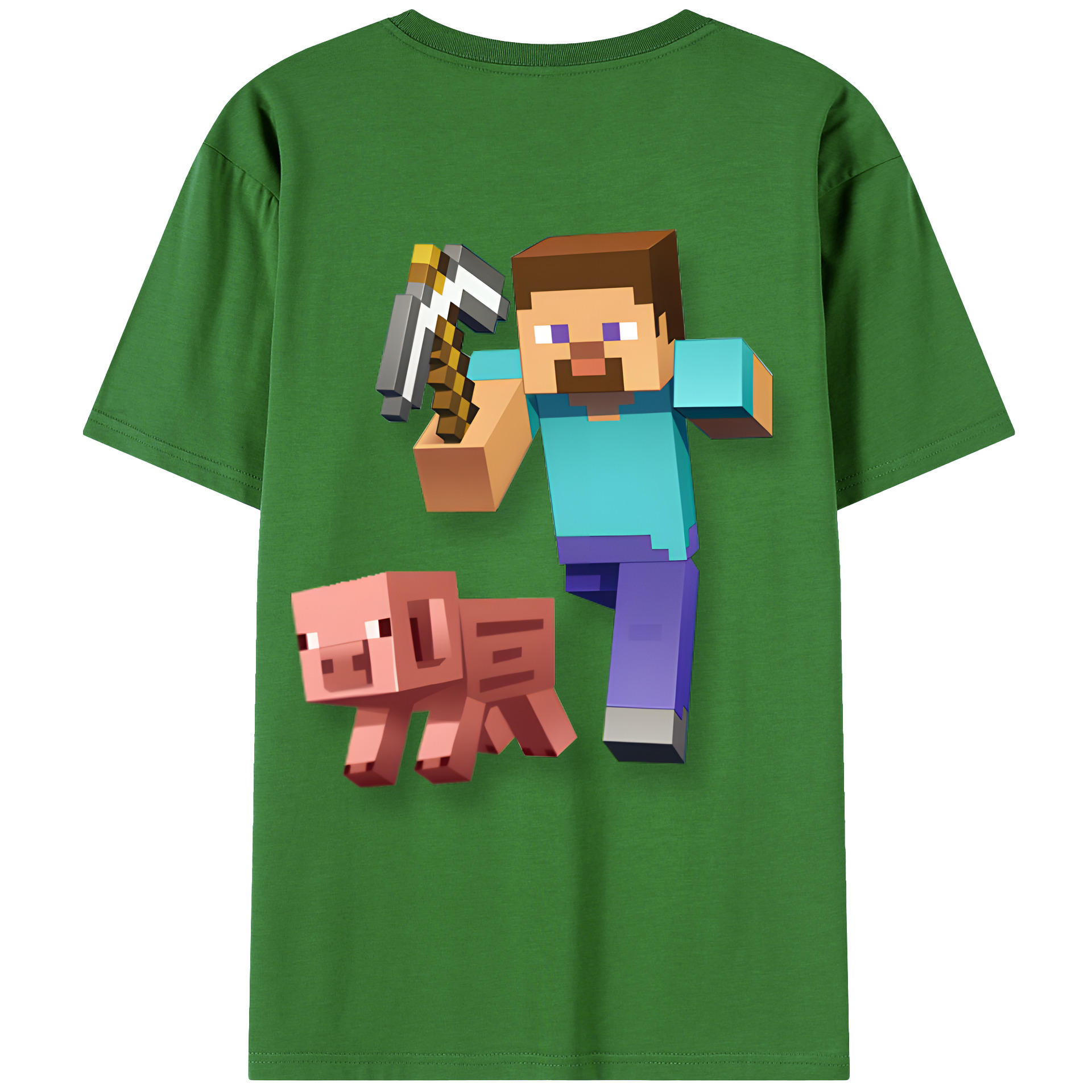 （画像用） マインクラフト ブロックの世界 Minecraft MC Block world レディース半袖Tシャツ(バックプリント)